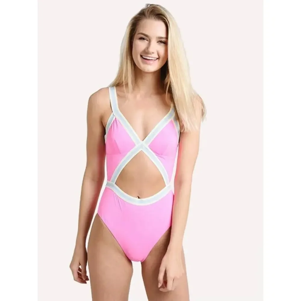 Dolce Vita Women's Pink Blue Blaire One Piece Swimsuit Size Medium
